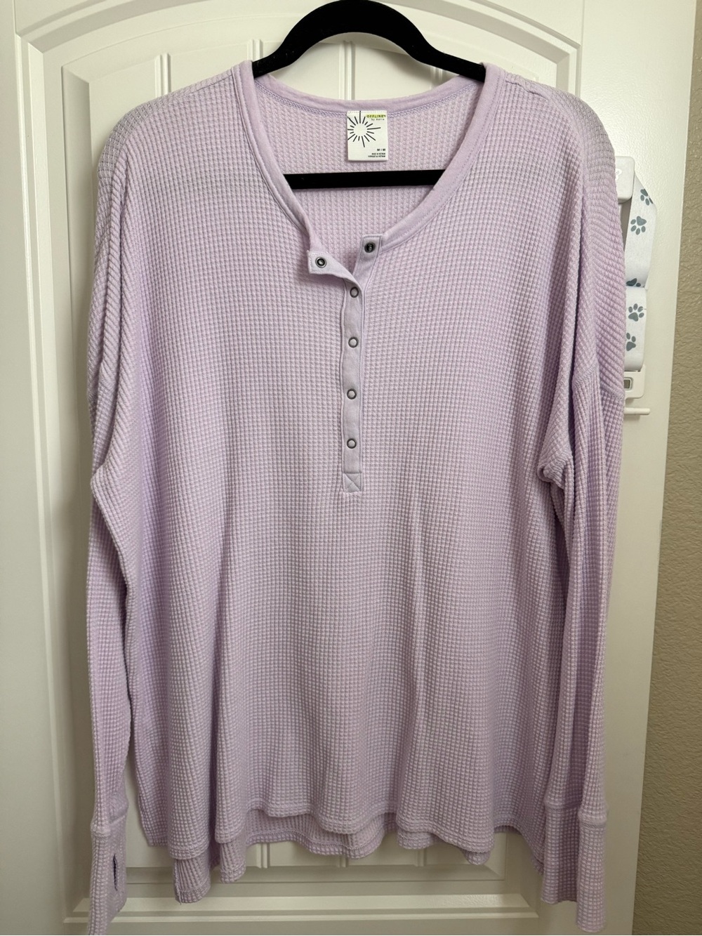 Offline by Aerie Lavender Waffle Knit Long Sleeve Henley